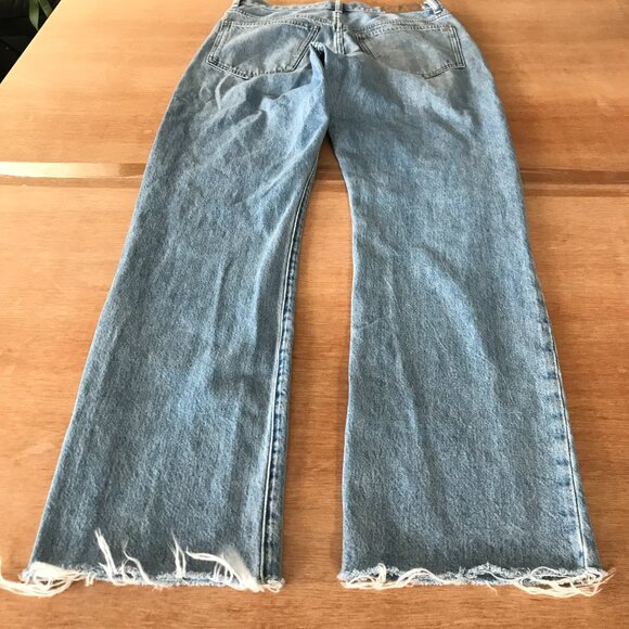 Madewell 90s Straight Jeans Women 27 Blue High Rise Distressed Raw Hem Stretch - Picture 2 of 14
